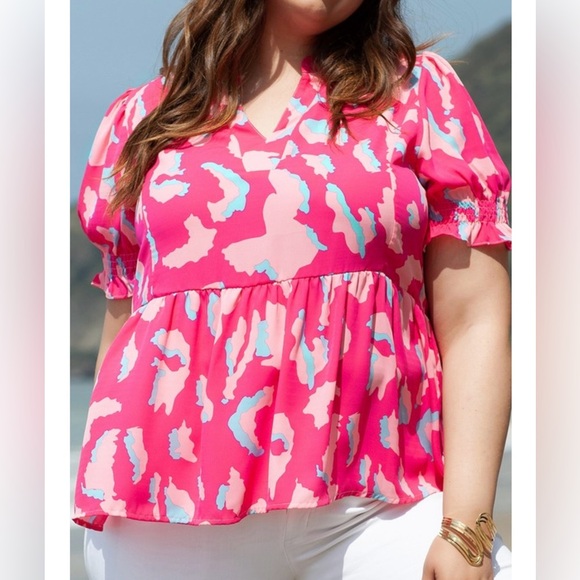 Plus Size Puff Sleeve Blouse - Picture 1 of 4